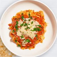 Vodka-Sauced Italian (Fettuccine) · Creamy tomato and white sauce blend cooked with Fettuccine. Served with side of garlic bread.