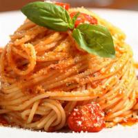 Palermo Pomodoro Pasta · Fresh tomatoes, olive oil, and basil ground to create the pomodoro sauce. Served with garlic...