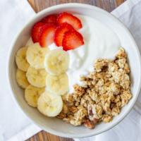 Granola Bowl   · Pecan granola, organic yogurt, fresh sessional fruits, dry berries.