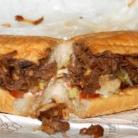 Jersey Cheese Steak · Genuine grilled steak, onions and melted provolone served on a hero.