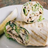 California Dreaming · Grilled chicken, avocado, red onion, crisp Romaine lettuce, ranch dressing.