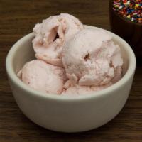 Strawberry Ice Cream · Comes with a 9oz cup of strawberry ice cream. Additional Toppings Sold separately.