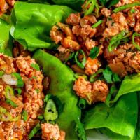 Chicken Lettuce Wraps · A traditional favorite, sweet and savory diced chicken seared with mushrooms.