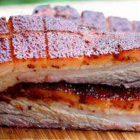 Bbq Smoked Pork Belly  · Melt-in-your-mouth hickory and mesquite smoked pork belly.  8oz half pound, or meat by the p...
