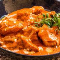 Butter Chicken + Rice · Traditional murgh makhani butter chicken with your choice of meat or seafood, from our India...