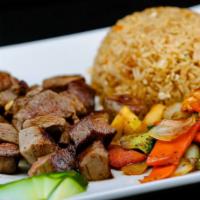 Hibachi Chicken & Beef Dinner · Chicken and beef combination. Full dinner portion fresh made to order, teppanyaki sauteed in...