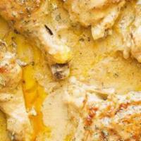 Smothered Chicken · Smothered Chicken in Homemade Gravy.  Quarter Portion your choice of Leg (short thigh & drum...