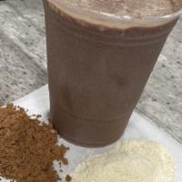 Acai · Superfood smoothie. Pure acai berry*, raw cacao powder*, almond milk, and vanilla whey prote...