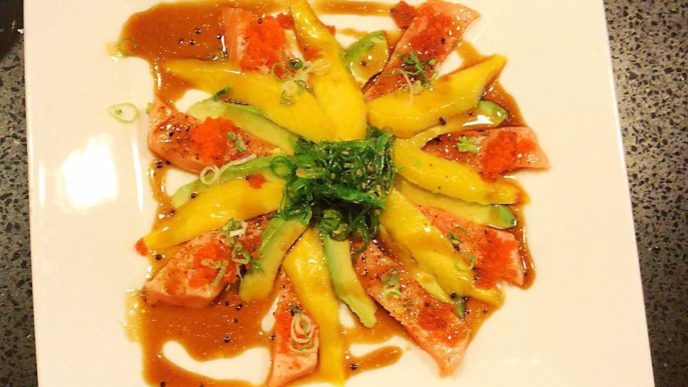 Tuna Or Salmon Tartarki · Freshly chopped salmon or tuna with caviar, scallions and sesame oil.