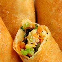 Spring Rolls · Four pieces. Spicy. Vegetable inside. Served with cherry sweet sauce.