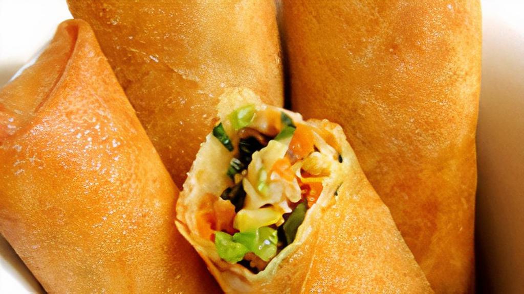 Spring Rolls · Four pieces. Spicy. Vegetable inside. Served with cherry sweet sauce.