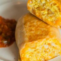 Classic Breakfast Burrito  · Scrambled eggs, home fries, and cheddar cheese wrapped in a flour tortilla. Served with a si...