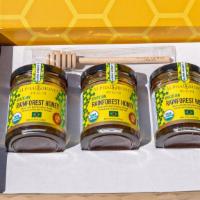 3 Jar Organic Rainforest Honey Gift Set · Beautiful Gift Box Set with 3 Jars USDA Organic Rainforest Honeys