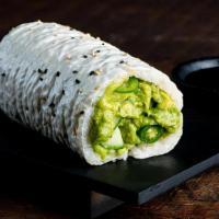 Truffle Avocado Sushirrito · Truffle Avocado, Cucumber, Sesame Seeds, Serranos, Sushi Rice and Wasabi Mayo Wrapped in Soy...