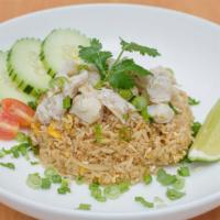 Crab Meat Fried Rice · Fresh crab meat, jasmine rice, onion, scallion, egg, garlic