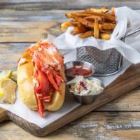 Connecticut Lobster Roll · Warm lobster with chives, lemon, butter, old bay seasoned fries
