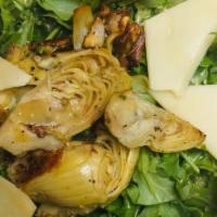 Wood-Fired Artichoke Arugula Salad  · Shaved reggiano, lemon, vinaigrette.