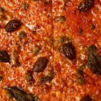 Puttanesca Piccante · Gaeta olives, capers, anchovy, pomodoro, sharp Provolone.

Gluten Fee option served (10 inch...
