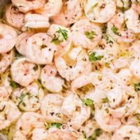 Shrimp Scampi (8 Oz.) · Large shrimp seasoned with garlic, olive oil, and parsley. Sautéed in a pan along with rice ...