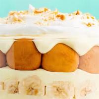 Banana Pudding · Vanilla wafers, banana pudding topped with cool whip. Contains eggs, wheat, soy and milk.