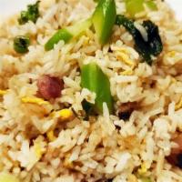 Preserved Meat With Chinese Broccoli On Rice/唐芥兰粒腊味炒饭 · 