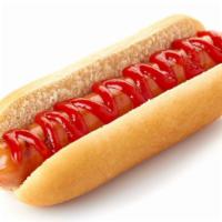 Classic Hot Dog · Juicy, snappy, beefy hot dog on a soft roll. Add on a sauce and side!