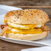 Bacon, Egg & Cheese · Served on roll, toast, bagel, or croissant.