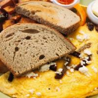 Talya Omelet · Your choice of spicy or mild sausage with Feta cheese.