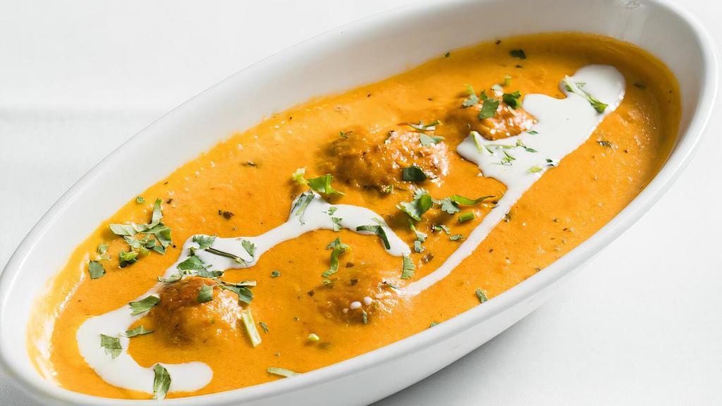 Malai Kofta · Vegetable balls comprised of ground veggies and cheese in a creamy unforgettable thick gravy