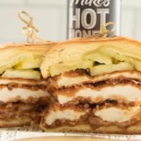 Country Fried Chicken · Buttermilk Fried Chicken, Bacon Onion Jam, Pickles, Ranch & Mike's Hot Honey on a Country Roll