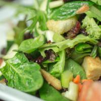 House Salad · Mesclun  greens, tomato, cucumber, celery, carrots, croutons & cranberries with Balsamic vin...