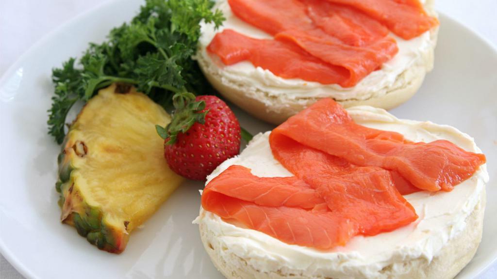 Fresh Bagel With Nova Lox Cream Cheese · Bagel, served toasted with Nova Lox Cream cheese.