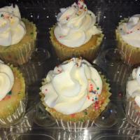 Funfetti Cupcakes · Vanilla Buttercream Frosting with sprinkles