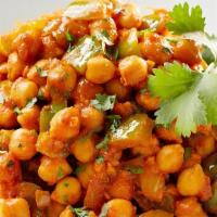Chana Masala (Gluten-Free, Vegan) · Chickpea prepared with a blend of creamed spinach, chickpea cooked with onion, and masala sp...