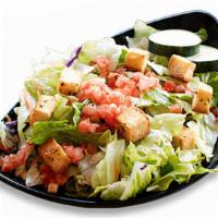 Fresh Garden Side Salad · Fresh cut iceberg lettuce, diced tomatoes, cucumbers, and house-made croutons. Served with c...