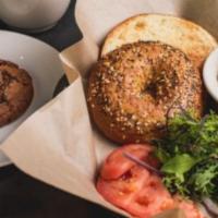 Bagel & Coffee Platter · Assorted Hand Rolled Bagels, Choose 2 Homemade Cream Cheese, Butter & Jelly with Freshly Bre...
