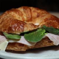 Ham, Brie And Mesculin Greens On Croissant · 
