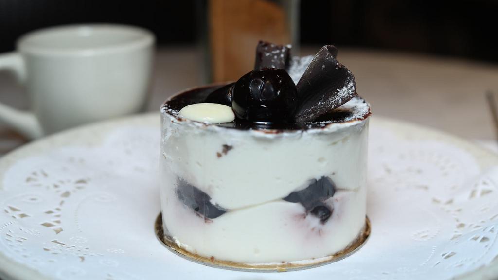 Black Forest · Chocolate genoise, vanilla whipped cream, amarena cherries.