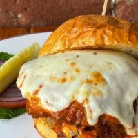 Buffalo Chicken Burger · Breaded chicken breast, buffalo sauce, pepper jack cheese, chipotle mayo, lettuce, tomato, o...