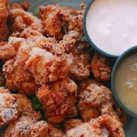 Buttermilk Fried Boneless Chicken · Comes with buffalo blue cheese and honey dijon dipping sauce.