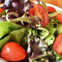 Side Salad · Mixed greens, tomatoes, balsamic vinaigrette