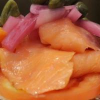 Nova Tartine · Smoked salmon, herbs cream cheese, tomatoes, capers & pickled onions on Multigrain toast ser...