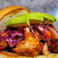 Bbq Chicken Sandwich Deluxe · Spicy pulled chicken, cabbage slaw, avocado & BBQ sauce