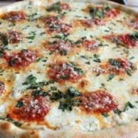 Margarita Pizza · Fresh mozzarella cheese with marinara sauce and basil.
