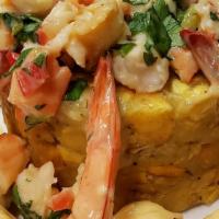 Shrimp Mofongo · Mofongo with shrimps in a flavorful all fresh sauce.