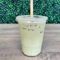 Iced Matcha Latte · Comes with Matcha, Oat Milk, Maple Syrup & Ice.