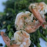 Grilled Shrimp With Sautéed Broccoli Rabe · In garlic and olive oil.