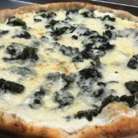 White Pizza With Spinach · Ricotta, pecorino cheese, spinach and mozzarella.