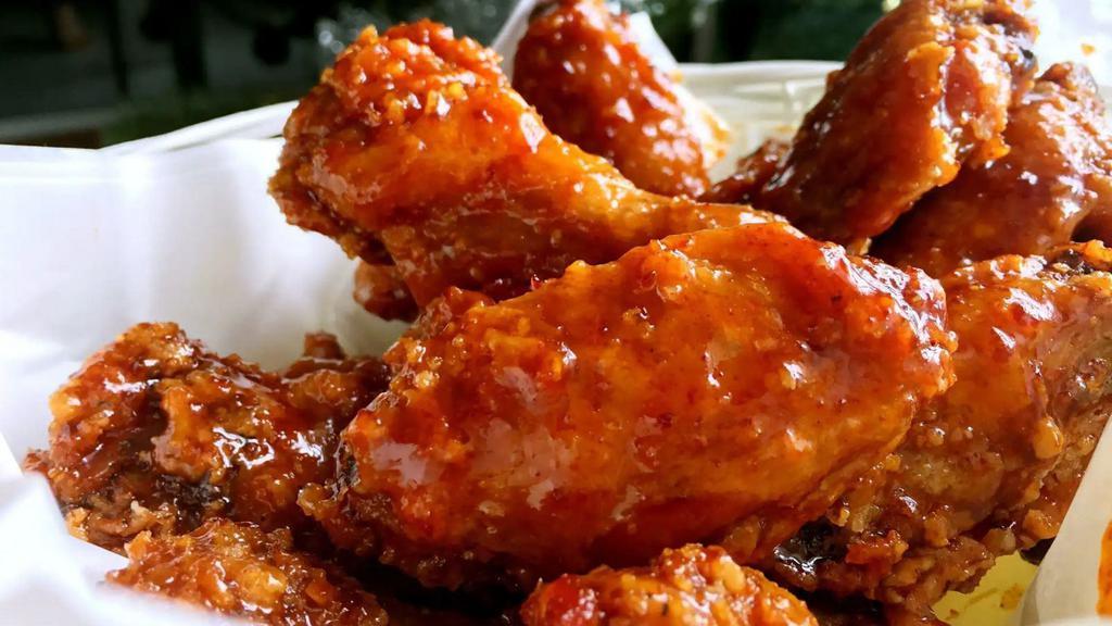 Wings - Sweet & Spicy Korean (New) · Korean Fried Chicken Wings with sweet potato starch and rice flour, double crisp (choose size).