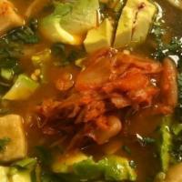 Tofu Mexican Soup Bowl | Large (Vegan) · House-made vegetarian dashi/kombu broth, organic tofu, fresh vegan red kimchi, avocado, jala...